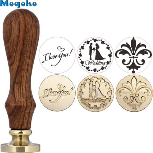 Mogoko 1x Wax Seal Stamp Wedding I Love You Flower Retro Wood Classic Vintage Invitation Cards Decor Antique Sealing Wax Stamps