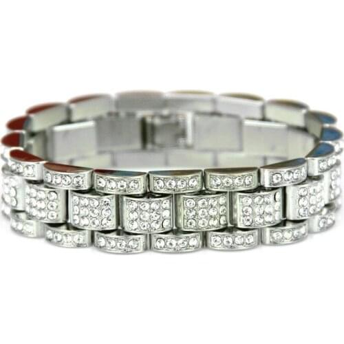 Mens Fashion Hip Hop Rhinestone Bracelet Mens Trendy Bracelet Jewelry Wholesale