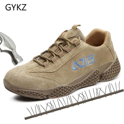 2021 Men Safety Shoes Steel Toe Work Shoes Lace-Up Style Outdoors Men Casual Shoes Fashion Sneakers Anti-piercing Footwear