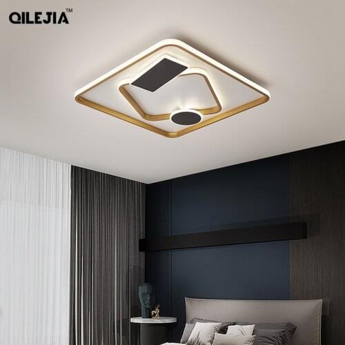 New Black Gold Square LED Chandelier Lights For Living Room Bedroom Indoor Deco Lamp Home Dimmable Lighting Fixtures AC90-260V