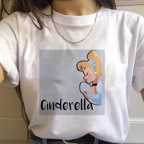 New Fashion Disney Princess Tshirt Women Harajuku Casual Cinderella T Shirt Female Short Sleeve Graphic Tops For Women Dropship