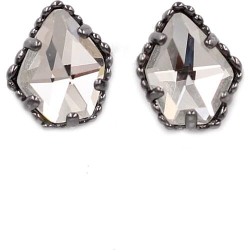 New Fashion Pentagon Clear Glass Faceted Geometric Stud Earrings