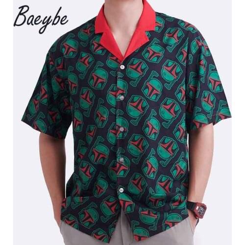 New Mens Vintage Clothing Cartoon Print Aloha Shirt Turn-Down Collar Top Dress Male&Femal Anime Shirts For Home Party Wearing