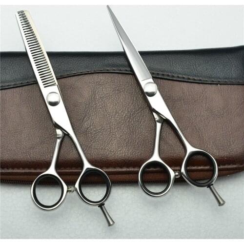 2Pcs 5.5'' 16cm Customized Logo Japan 440C Professional Human Hair Scissors Hairdressing Scissors Cutting Shears +Thinning C1021