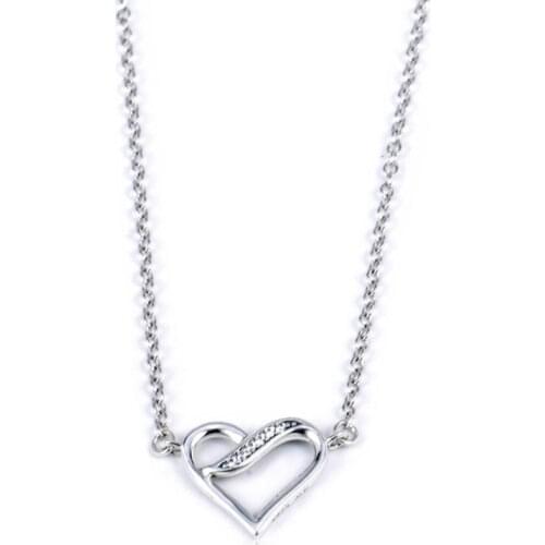 Original 925 Pure Silver New Heart-shaped Logo Pan Necklace Suitable For Women Wedding Diy Jewelry