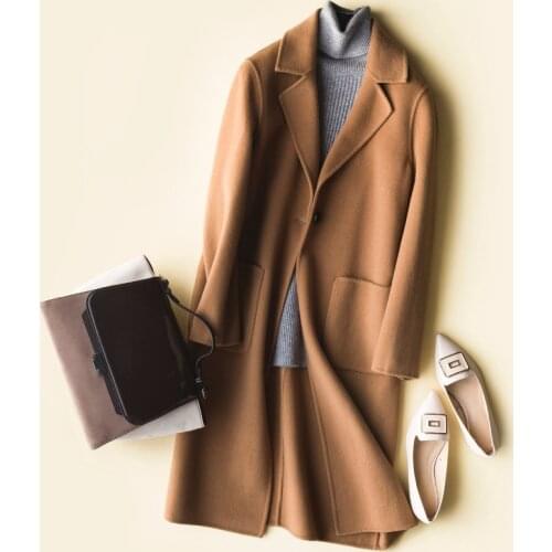 Autumn Winter Jacket Women 100% Wool Coat Female Double-side Woolen Coats Korean Vintage Long Jackets Manteau Femme Hiver MY1983