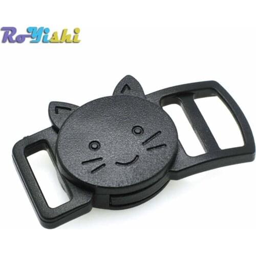 10pcs/pack 3/8"(10mm) Plastic Curved Cat-Head Safty Breakaway Buckle Black Cat Collar Paracord Webbing Apparel Accessories