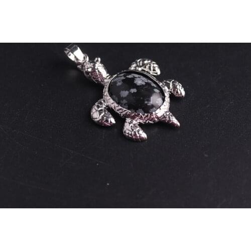 Animal Tortoise Natural Stones Pendants for Necklace Fashion Snowflake Obsidian Amethysts Turtle Charms Jewelry Findings Making