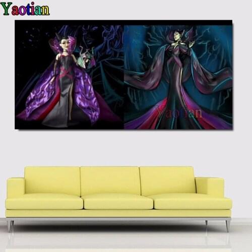 Full Diamond Painting Cartoon Witch Cross Stitch Big Size DIY Beads Embroidery Diamond Art Handwork Mosaic Girl room decoration