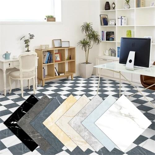 Removable Square Marble Texture Wall Gloss Sticker Floor Matte Non-slip Floor Sticker Self-adhesive Waterproof Decal Room Decor