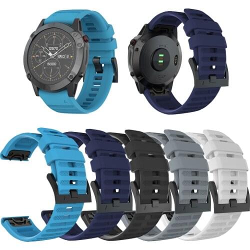 ALLOYSEED 26mm Silicone Quick Release Watchband Strap For Garmin Fenix 6X Watch Easy Fit Wriststrap Wrist Band Strap Accessories