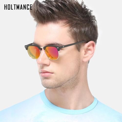 HOLTMANCE Classic Sunglasses Polarized Men Retro Square Rivet Sunglasses Women Male Driving Glasses UV400 With Packing