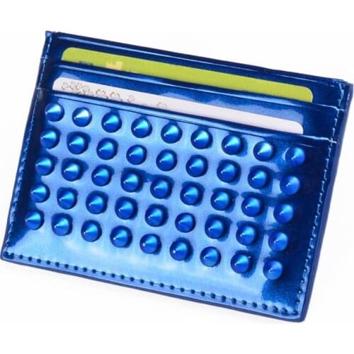 Card Holder Slim Wallet Handmade Rivet PU leather Business Credit Card Holders Fashion Mens Cardholder Protector