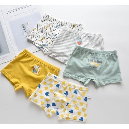 5Pcs/lot Girls Boys Cotton Boxer Briefs Girl Panties Boys Boxer Shorts Childrens Panties Kids Underwear For 2-14 Years BU070