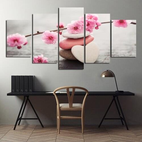 Peach Blossom Decoration Poster Irregular Canvas Painting Home Living Room Bedroom Decoration Frameless Style