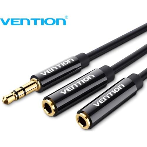 Vention Headphone Splitter Cable 3.5 Y Audio Jack Splitter Extension Cable 3.5mm Male to 2 Port 3.5mm Female AUX 3.5 Jack Cable