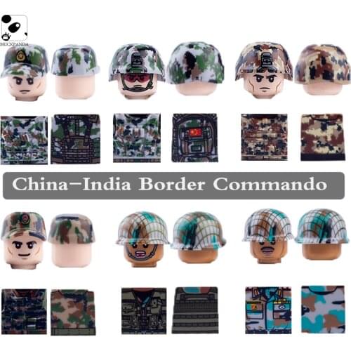 Military Building Blocks Minifigs USA Indian Army Chinese Volunteers Weapons Parts Border Commando Brick Accessories Kid Toys