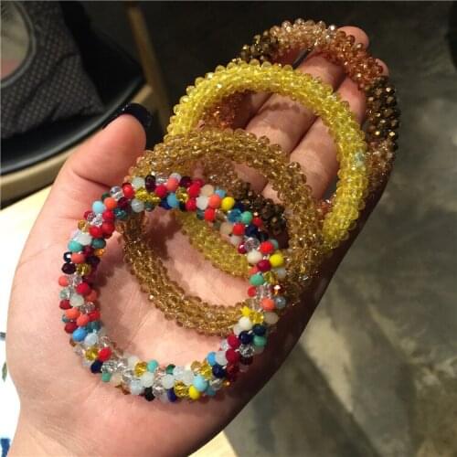 Women Korea Sequined Crystal Elastic Hair Ties Lady Fashion Ponytail Rubber Bands