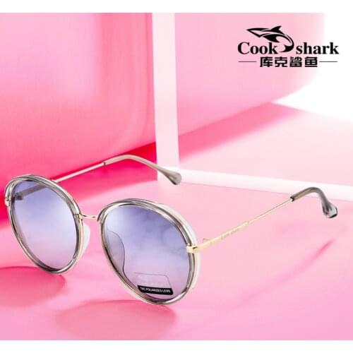 Cook Shark polarized sunglasses female Korean version of tide big box net red sunglasses female new sunglasses UV protection