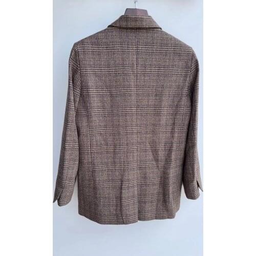 Women Plaid Blazer Jacket Coat 2021 New Autumn Slim Fit Business Ladies Fashion Design Single Button Outwear Top Clothing