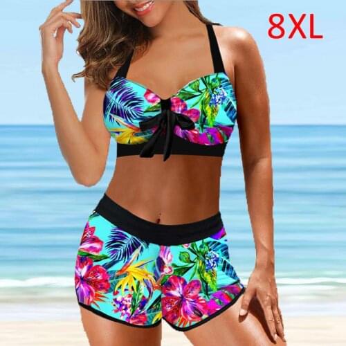 Large Size 8XL Womens New Arrival Bikini Women Tankini Sets Two Piece Bikini Sets With Surfing Short Boy Shorts Swimwear
