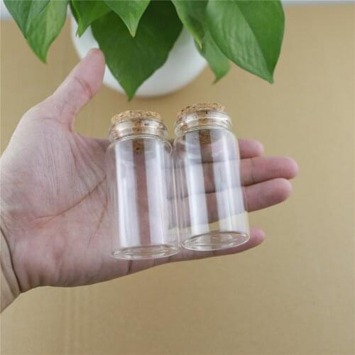 24pieces 37*70mm 50ml Small Glass Bottle Corks DIY Mini Storage Bottles & Jars Test Tube Tiny spice jar container Vial
