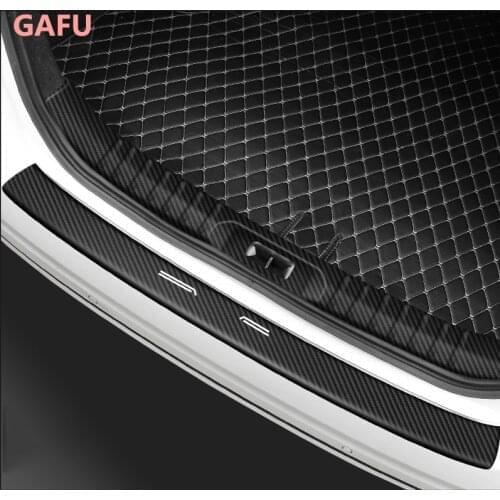 Car Accessories for Kia Stonic 2017 2018 2019 2020 2021 Carbon Fiber PU Inner Rearguard Rear Bumper Protector Plate Cover Trim