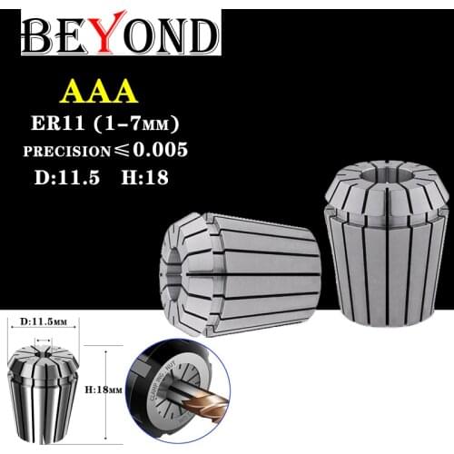 BEYOND Spring Collet Chuck 1Pcs AAA ER ER11 1-7mm High Precision Elastic Collet 0.005 For CNC Lathe Engraving Milling Machine