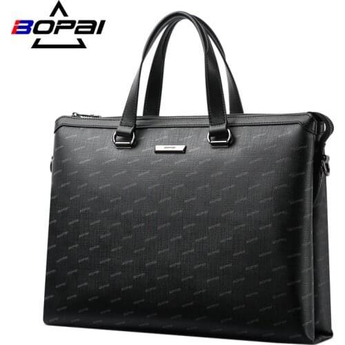 BOPAI Men 15 Inch Laptop Briefcase Casual Computer Handbag High Quality Messenger Documents Bag Portable Notebook Crossbody Pack
