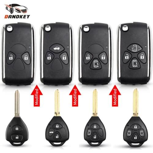 Dandkey 10pcs 2/3/4 Buttons Modified Flip Remote Car Key Shell Case For Toyota Corolla RAV4 Camry Avlon 2009 Yaris 2010 Camry