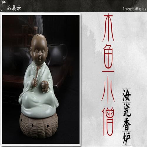 Creativo pez de madera pequeño quemador de incienso monje cerámica Censer decoración del hogar