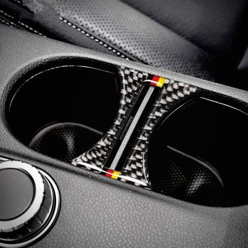 Carbon Fiber Water Cup Holder Sequins Cover Trim Decals For Mercedes Benz A Class 2013-2018 CLA 2013-2017 GLA 2013-2018
