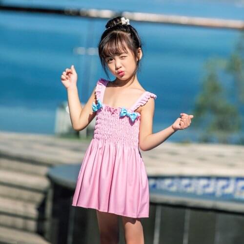 Child Swimwear Girl Kids For Children Girls 2019 Swimsuit Female Baby Skirt Bowknot Lovely Princess Ao 1029 Flowers Solid