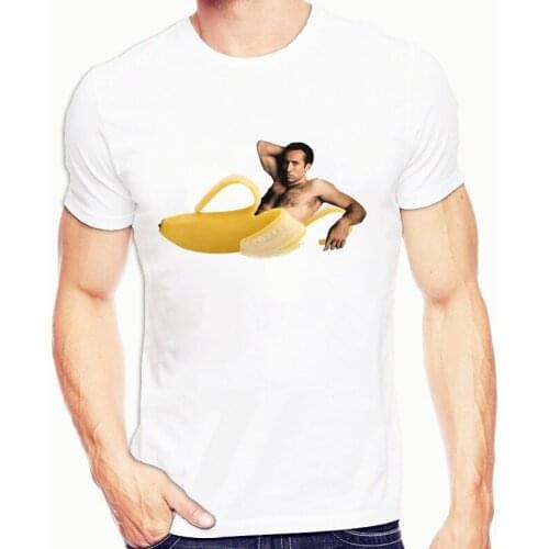 Nicolas Cage T-Shirts Funny Banana Print Streetwear Men Women Fashion Oversized T Shirt 100% Cotton HighQuality Tees Tops Unisex