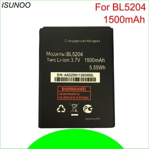 ISUNOO 5pcs/lot 1500mAh BL5204 Battery For Fly IQ447 IQ 447 Cell Phone Original Replacement Batteries