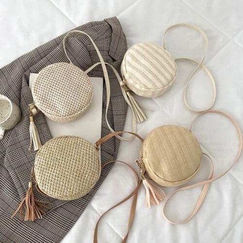 Rattan Woven Round Women Straw Crossbody Messenger Bag Handbag Knit Summer Beach Vacation Bag Woman Shoulder Messenger Bags