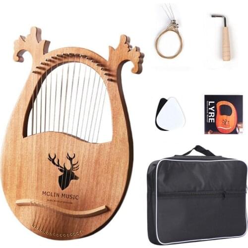 Lyre Harp19 Strings Lyre Piano Wooden Mahogany Musical Instrument 16-string Lyre Piano With Pickup Tuning Tool