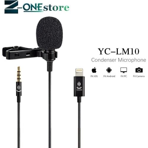 YC-LM10 Phone Audio Video Recording Lavalier Condenser Microphone for iPhone 8 7 6 5 4S 4 Sumsang GALAXY 4 LG G3 HTC as BY-LM10