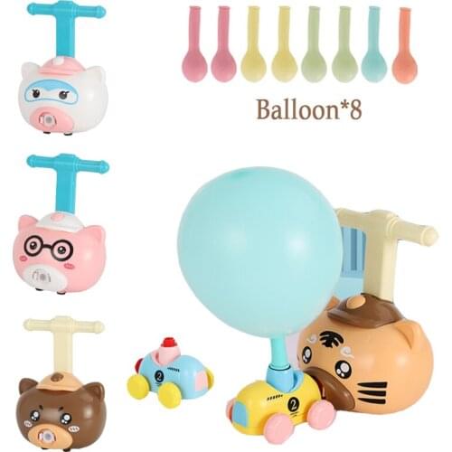 Cute Fun Education Power Balloon Launch Tower Toy Puzzle Gift Inertia Air Power Balloon Car Science Experimen Toy for Children