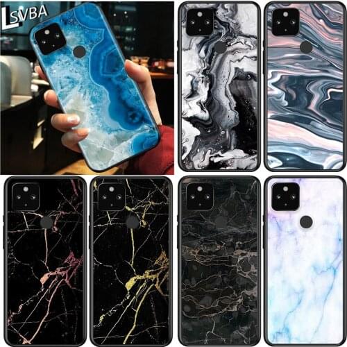 Marble Tiles Stone Shockproof Cover for Google Pixel 5 4 4A XL 5G Black Phone Case Shell Soft Fundas Coque Capa