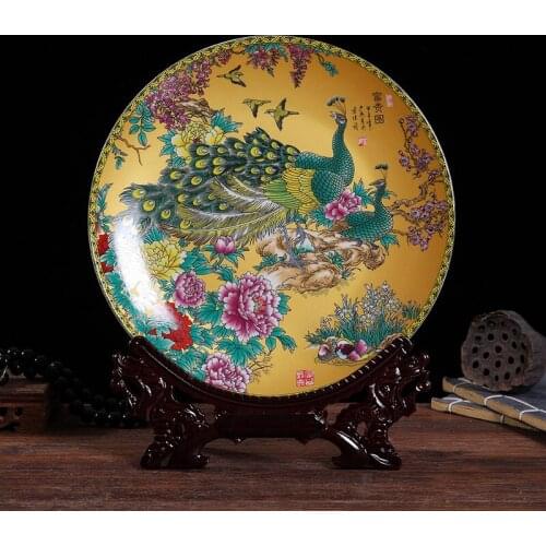 2021 New Jingdezhen Ceramic Hanging Plate Creative Hand-painted Living Room Home Decoration Porch Craft Ornaments