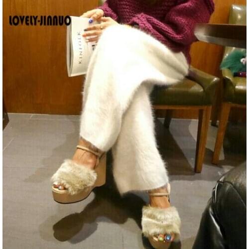 New Style Customized Plush Mink Cashmere Pants Women Trousers Wear Casual Thickened Free Shipping JN291