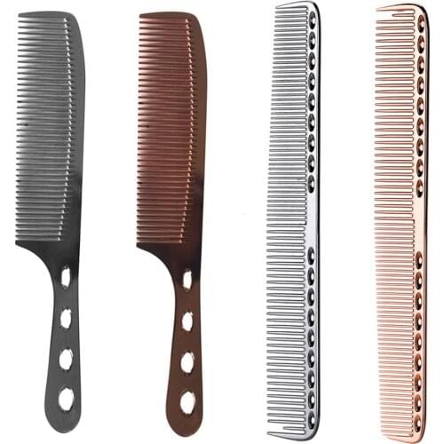 Hairdressing Combs Stainless Steel U Shape Knife Comb Beard Moustache Brushes Hair Cutting Dying Hair Brush Barber Combs Tools
