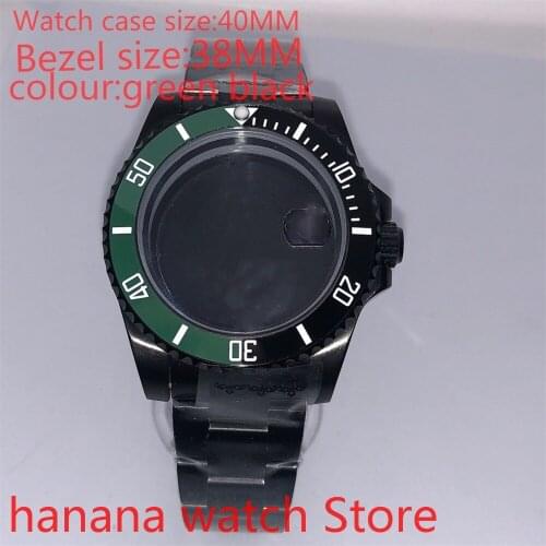 Suitable for NH35 36 Mingzhu2813 Miyata automatic winding 40mm sealed back black box series, with rotating black green bezel