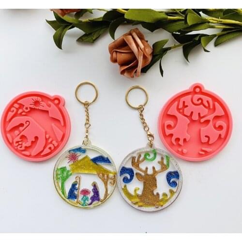 DIY Christmas Keychain Silicone Epoxy Mold DIY Keychain Pendant Jewelry Crafting Mould for Christmas Love Gift Craft