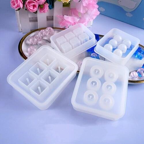 Silicone Mold 12mm 16mm Cube ball beads with hole 6 compartment epoxy Resin Silicone Clay Molds handmade Craft