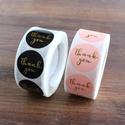 Thank You Stickers Black Pink Gold 1 Inch 500 Pieces Gift Seals Labels Party Decoration