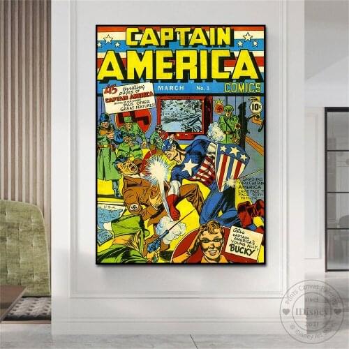Marvel Captain America Vintage Comic Cover Poster Prints Wall Art Canvas Painting For Living Room Home Decoration Unique Gift