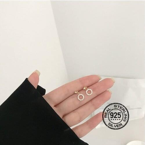 S925 Silver Earrings For Women Set Gold Tassel Zircon Crystal Geometric Cute Retro Design Fashion Girlfriend Gift Jewelry INEFFA