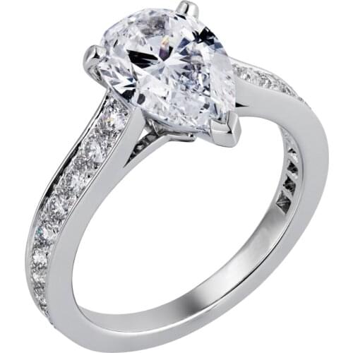 14K Au585 White Gold Ring Women Wedding Anniversary Engagement Ring 3 Claw Water Drop Pear Moissanite Diamond Elegant Trendy